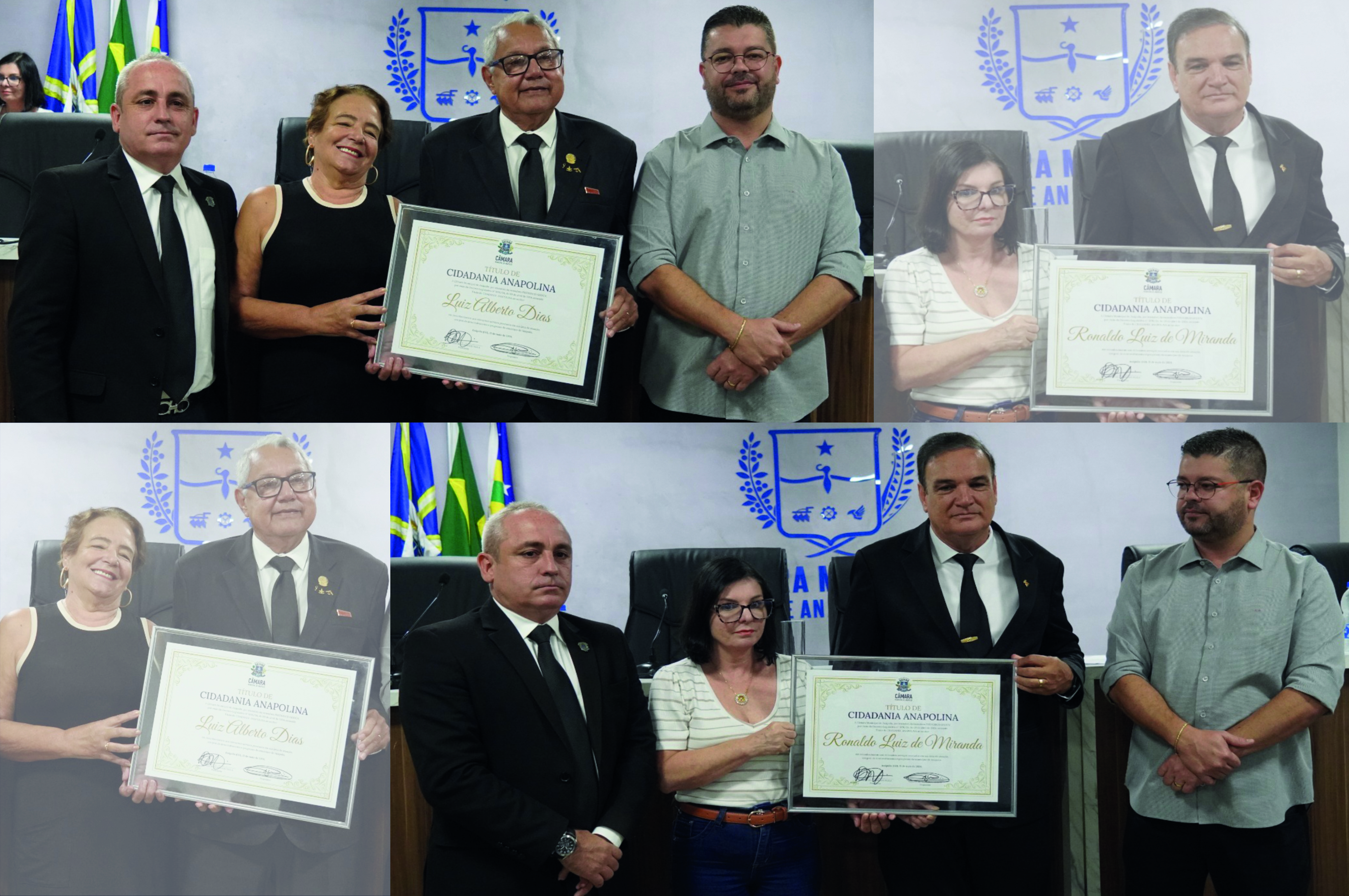 Câmara outorga títulos de cidadania anapolina a Luiz Alberto Dias e a Ronaldo Luiz de Miranda 